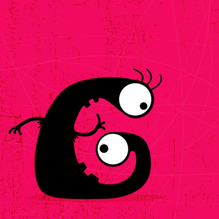 Letter G Monster on grunge background  vector illustrationのイラスト素材