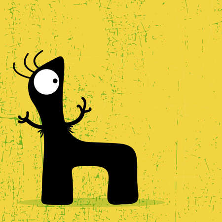 Letter h Monster on grunge background  vector illustrationのイラスト素材