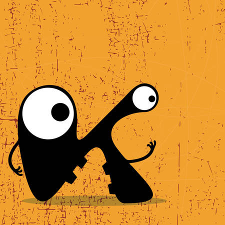 Letter K Monster on grunge background  vector illustrationのイラスト素材