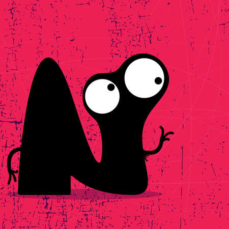 Letter N Monster on grunge background  vector illustrationのイラスト素材