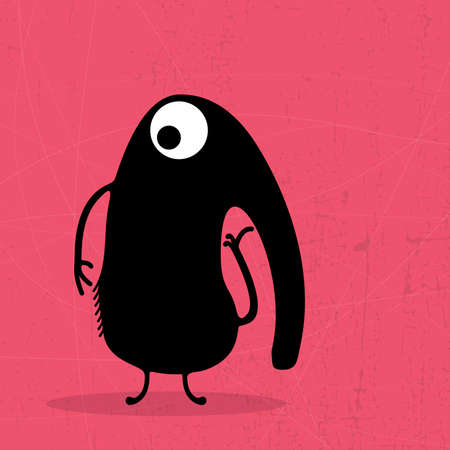 Monster on grunge backgroundのイラスト素材