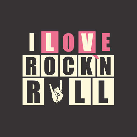 Retro letters  I love Rock n Rock  in frame  vector illustrationのイラスト素材