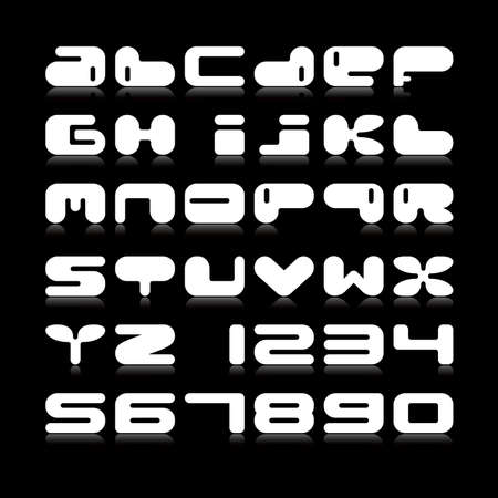 White alphabet isolated on black  Vector set のイラスト素材