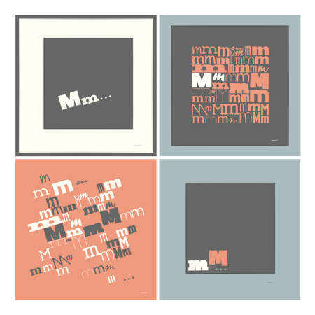 Stylish alphabet in frames  Letter M  Typographic elements illustration