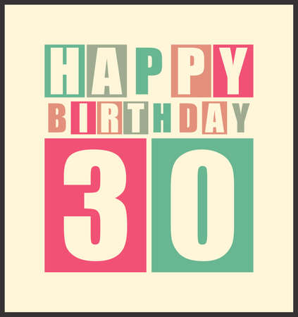 Retro Happy birthday card  Happy birthday 30 years  Gift card  Vector illustrationのイラスト素材