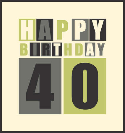 Retro Happy birthday card  Happy birthday 40 years  Gift card  Vector illustrationのイラスト素材