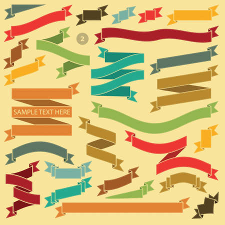 Set of retro ribbons.Vector illustrationsのイラスト素材