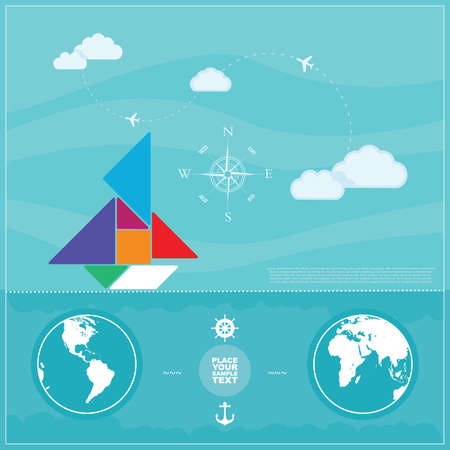 Ship in sea. のイラスト素材