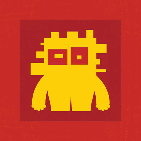 Monster on grunge backgroundのイラスト素材