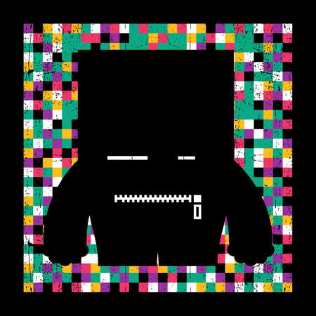 Monster on grunge pixel backgroundのイラスト素材