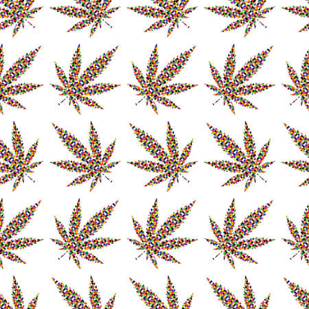 Pixel Cannabis leafs  seamless patternのイラスト素材