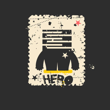 Cute monster on retro grunge Postage Stamp. Cartoon illustration. Vintage postage stamp. Vector illustration.のイラスト素材