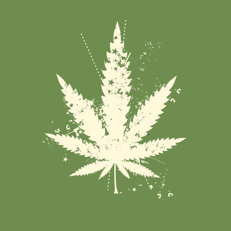 Cannabis leaf with grunge color elements. vector illustration.のイラスト素材