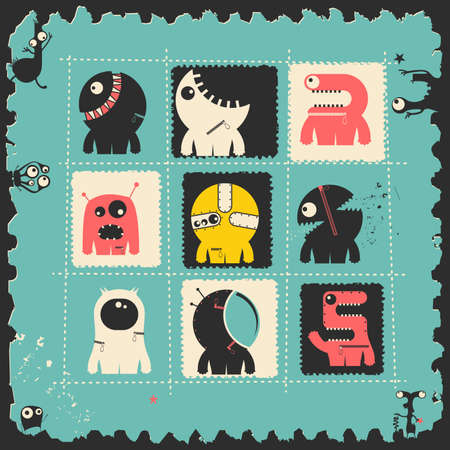 set of cute monsters. vector illustrationのイラスト素材