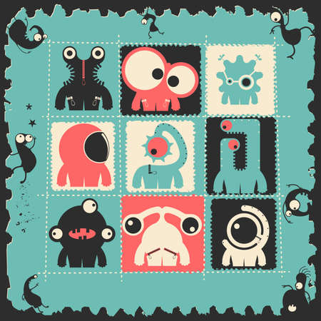 set of cute monsters. vector illustrationのイラスト素材