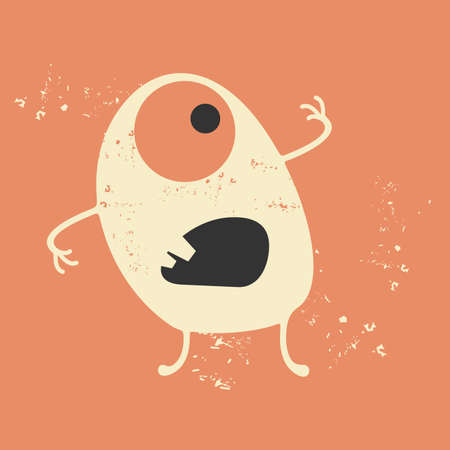 Monster on grunge backgroundのイラスト素材