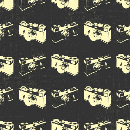 Seamless pattern with old cameraのイラスト素材