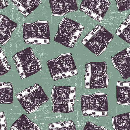 Seamless pattern with old cameraのイラスト素材