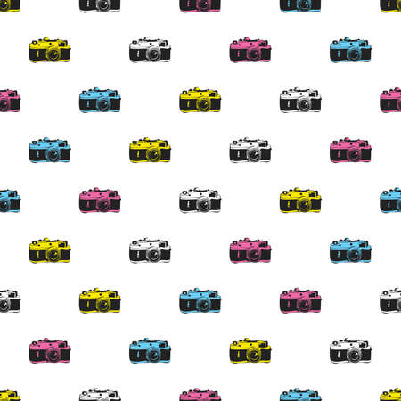 Seamless pattern with old cameraのイラスト素材