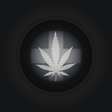 Medicine marijuana leaf on cross symbol. Marijuana backgroundのイラスト素材