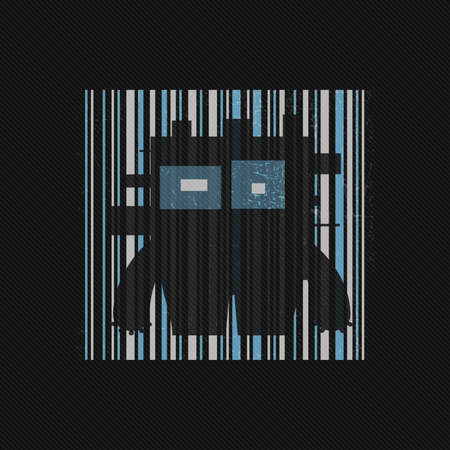 Monster with color lines on grunge background. cartoon illustrationのイラスト素材