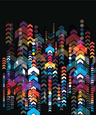 Decorative color arrows on black background. vector illustrationのイラスト素材