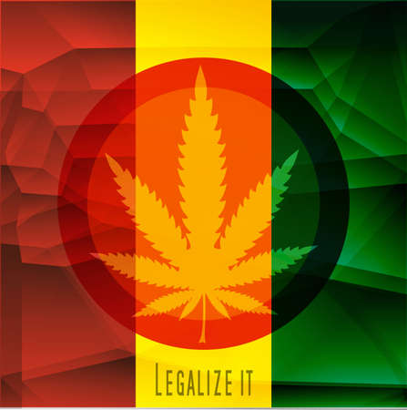 Cannabis leaf,  rastafarian background, vector illustrationのイラスト素材