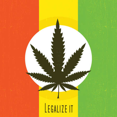 Cannabis leaf,  rastafarian background, vector illustrationのイラスト素材