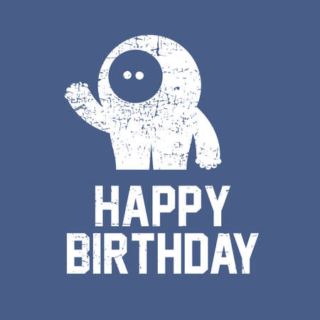 Happy birthday invitation card with cute monster vector illustrationのイラスト素材