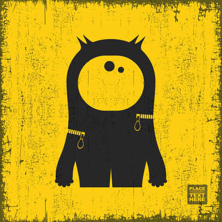 Monster on grunge background. Cartoon illustrationのイラスト素材