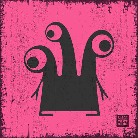Monster on grunge background. Cartoon illustrationのイラスト素材