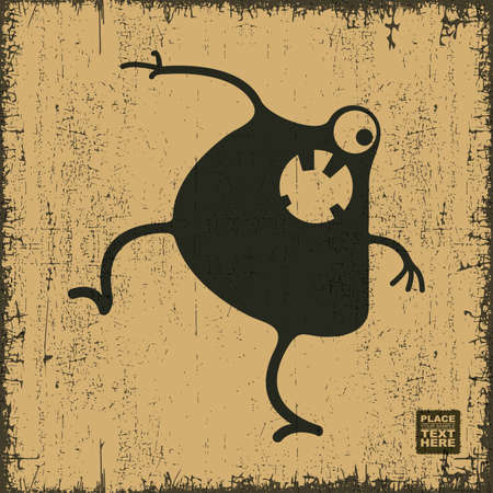 Monster on grunge background. Cartoon illustrationのイラスト素材