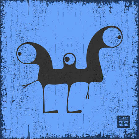 Monster on grunge background. Cartoon illustrationのイラスト素材
