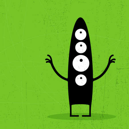Black Monster on green grunge backgroundのイラスト素材