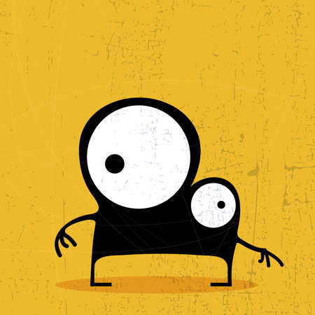Black Monster on yellow grunge backgroundのイラスト素材