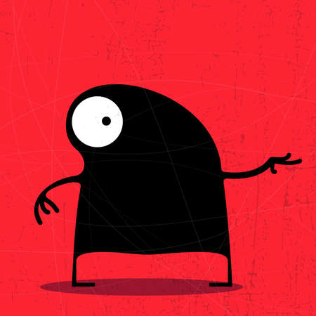 Black Monster on red grunge backgroundのイラスト素材