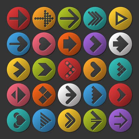 Set of different Arrow color icons on black background, Element for different. web objects, kind of...
