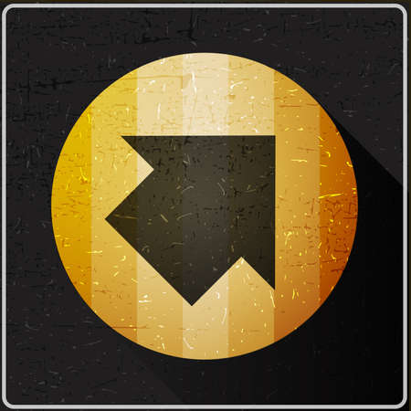 Arrow icon in circle with color lines and flat shadow and dirty shapes on it. grunge abstract background, web element for different use. vector illustrationのイラスト素材