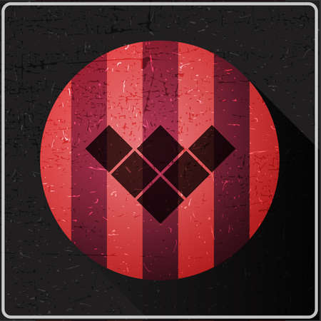 Arrow icon in circle with color lines and flat shadow and dirty shapes on it. grunge abstract background, web element for different use. vector illustrationのイラスト素材