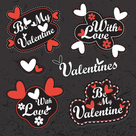 Valentines Day stickers, element for design, web icons. vector illustrationのイラスト素材
