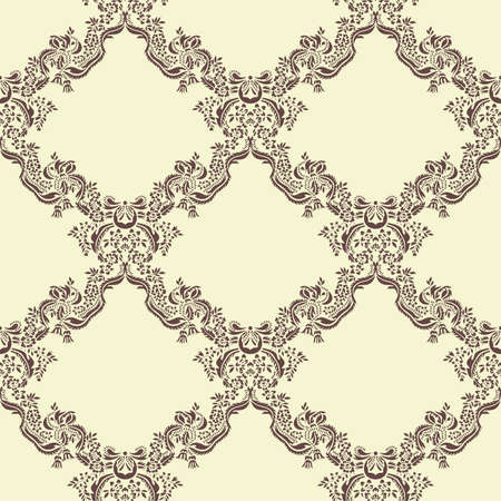 Decorative floral background with flourish elements, leaves - seamless pattern. Vector illustrationのイラスト素材