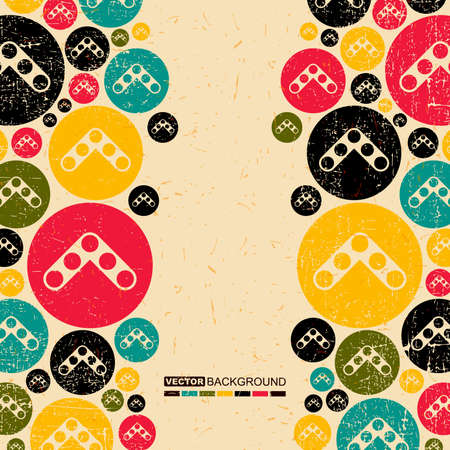 Color arrows on desert yellow grunge background, retro pattern with decorative shapes, vector illustration.のイラスト素材