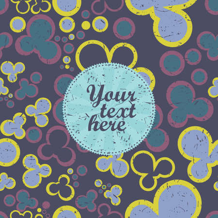Decorative gift card with text and color abstract shapes on grunge background. Vector illustration.のイラスト素材