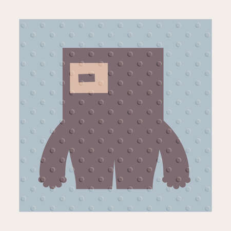 Cute monsters with emotions on blue background with dots texture. Cartoon illustrationのイラスト素材