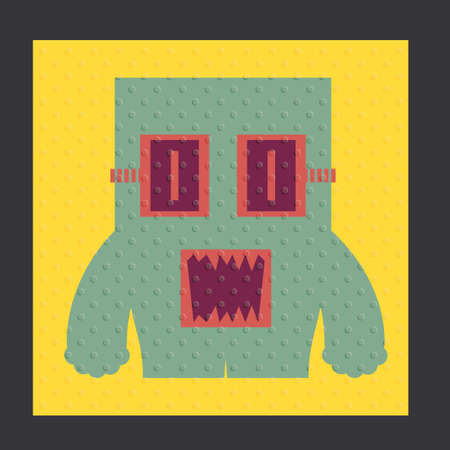 Cute monsters with emotions on yellow background with dots texture. Cartoon illustrationのイラスト素材