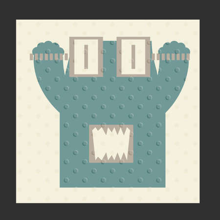 Cute monsters with emotions on white background with dots texture. Cartoon illustrationのイラスト素材
