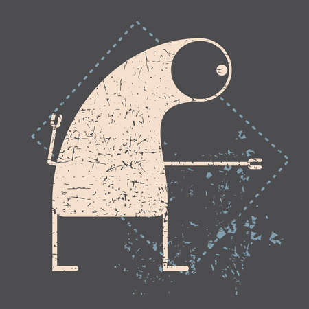 Funny monster with grunge shapes. Cartoon sticker, poster, for different use. vector illustration.のイラスト素材