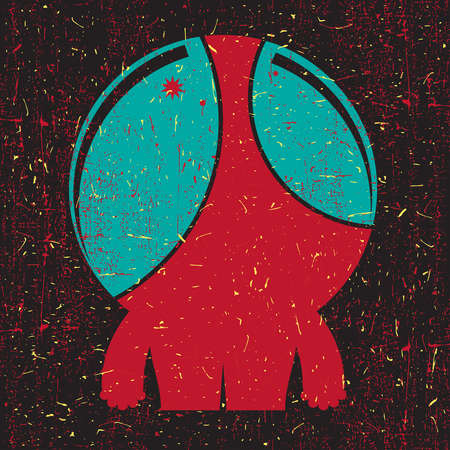 Cute monster with grunge shapes. Cartoon sticker, poster, for different use. vector illustration.のイラスト素材