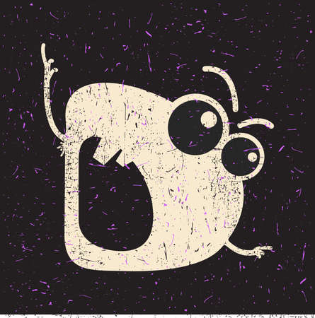 Cute monster with grunge shapes. Cartoon sticker, poster, for different use. vector illustration.のイラスト素材