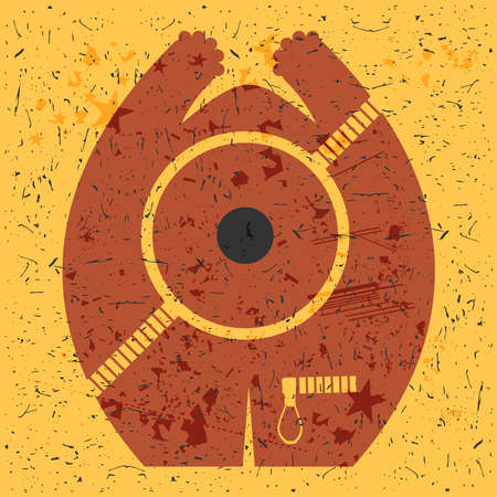 Cute monster with grunge shapes. Cartoon sticker, poster, for different use. vector illustration.のイラスト素材